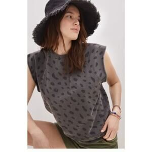 Clare V. Jaguard Spotted Sweatshirt Tank Womans Small